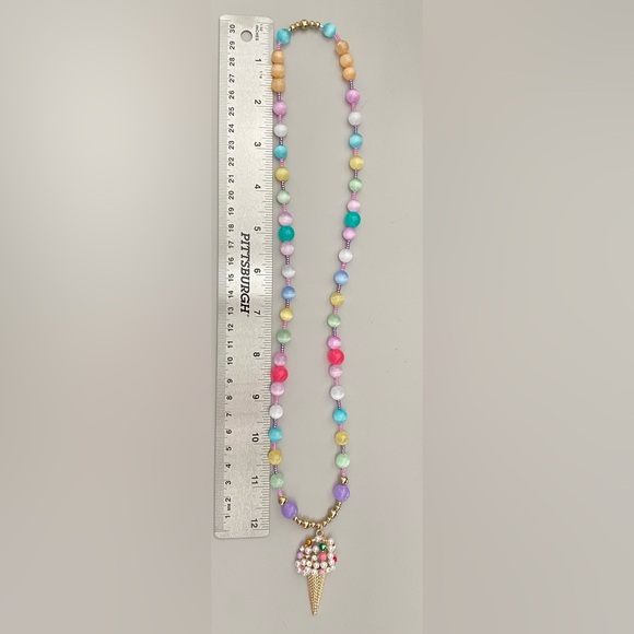 Over the Head Selenite Jasper Ice Cream Cone Pendant Necklace - Picture 2 of 2